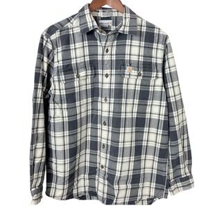 Carhartt Mens‎ M Flannel Shirt Button Down Cabincore Plaid Burleyweight Gorpcore